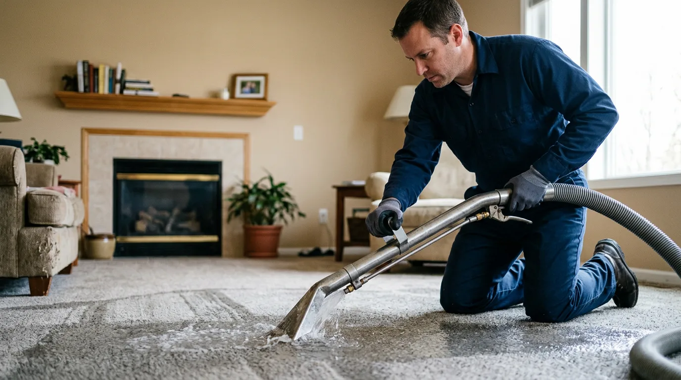 Water damage restoration technician working near Lake Peekskill, NY